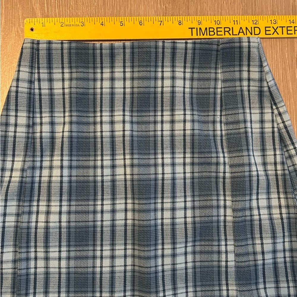 Brandy Melville Blue Black & White Tartan Plaid Mini Skirt Zip Back EUC One Size - Picture 9 of 9